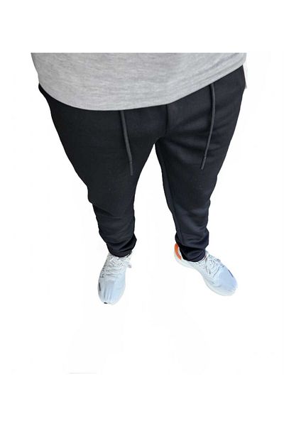 alpike Men's Seasonal Elastic Waist Jagger Black Trousers