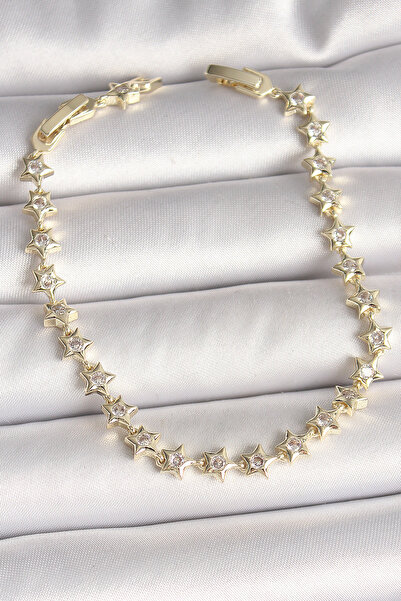 Epilons Brass Gold Color Zircon Stone Star Model Vip Series Women's Bracelet