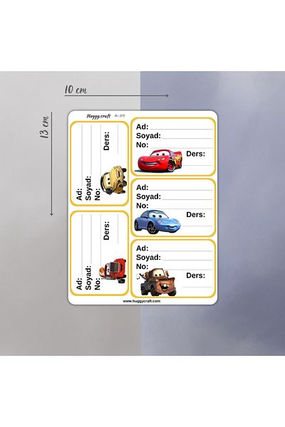 Huggy Craft Lightning Mcqueen Themed Book Notebook School Sticker 20 Pcs (10 Different Designs)