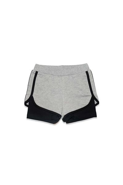 LOVETTI Grey-blacK Girl's Shorts - Two Thread, Ribbed Waist