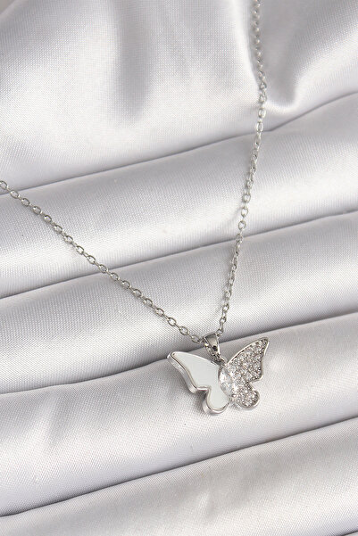 Twin Store 316L Steel Silver Color Chain Zircon Stone White Enamel Model Wome...