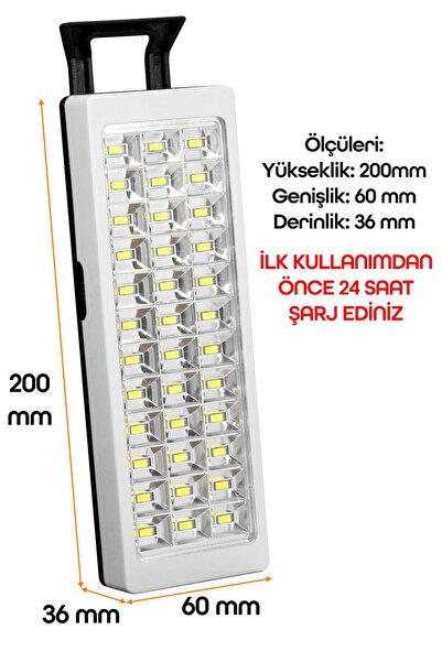 Telvesse 36 LED Şarjlı Işıldak POWER Lambası Otomatik Yanan Fener 2 Kademeli Elektrikli El Feneri 47733