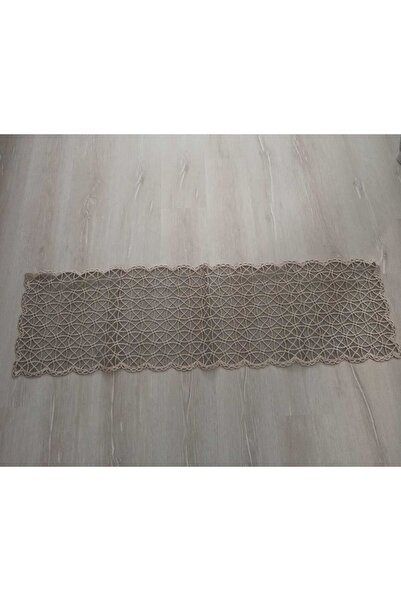 Butik Fransız Dantel Zemini Siyah Tül Detaylı Tek Runner Sarmaşık Desenli Runner