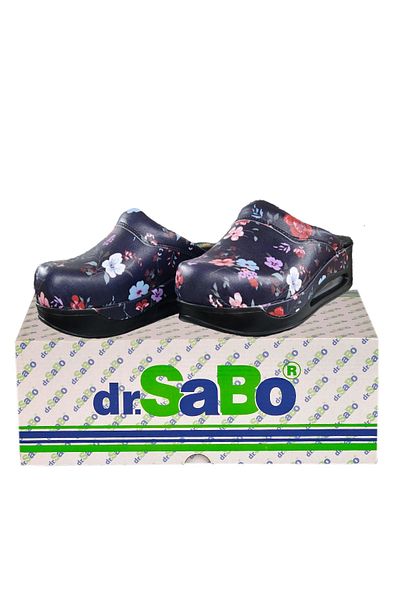DR SABO Papuci de dama din piele cu model de flori, papuci ortopedici Sabo