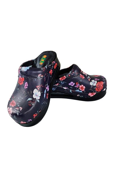DR SABO Papuci de dama din piele cu model de flori, papuci ortopedici Sabo