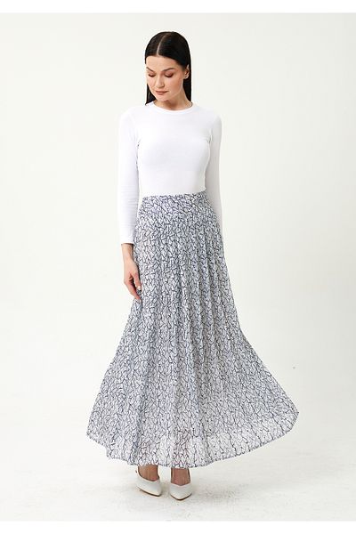 Guzella Fusta din șifon cu dungi din satin cu model de lungime maxi (100 cm).