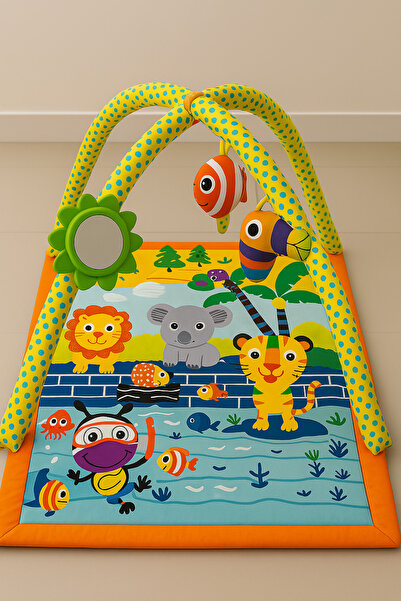 hak-iş oyuncak Sevimli Aynalı, Figürlü Eğitici Oyun Halısı - (TAŞIMA ÇANTALI)