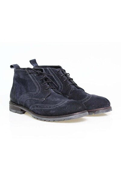 Butik Dark Blue Genuine Suede Leather Lace-Up Men's Boots