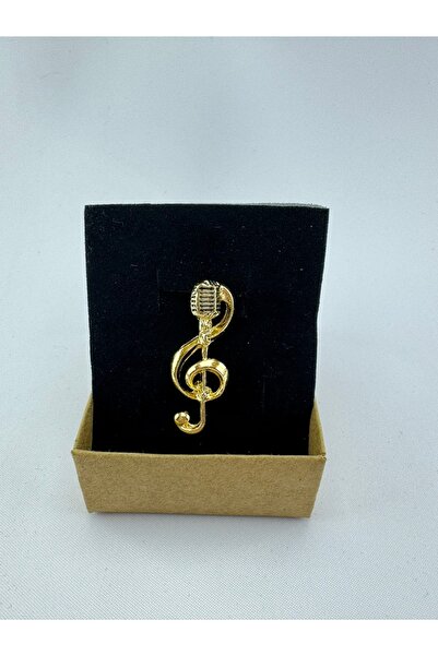 Zaim Aksesuar Mikrofon Desenli Sol Anahtarı Broş