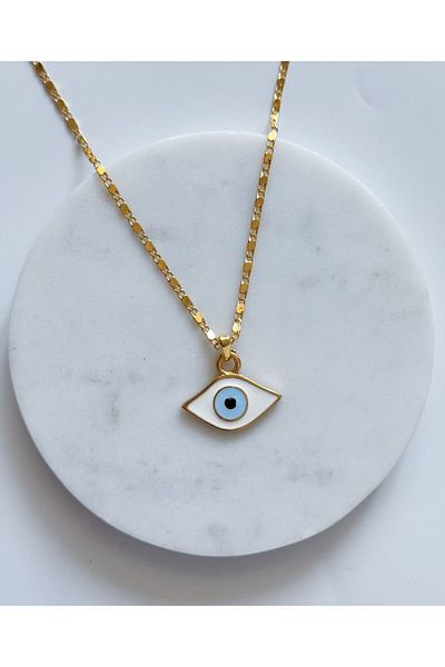 CHARMLUCKY White Minelled Eye Pendant