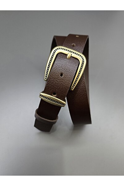 Kemerix 100% Genuine Leather Antique Finish Buckle Bitter Brown Belt