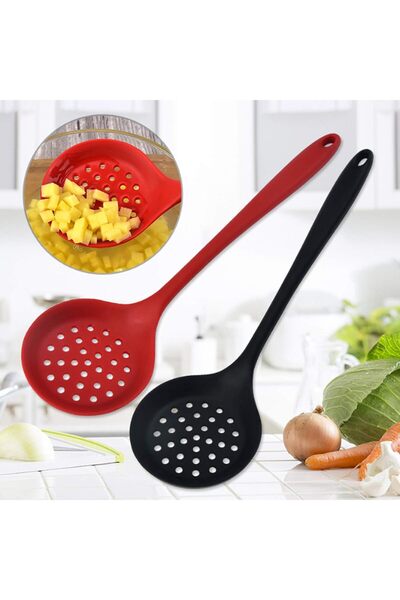 Doori 1 قطعة مصفاة سيليكون مقاومة للحريق وغير لاصقة مع ملعقة خدمة طبخ الطعام ...