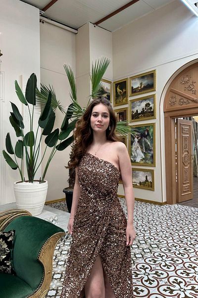 lizge giyim One Shoulder Sequin Dress