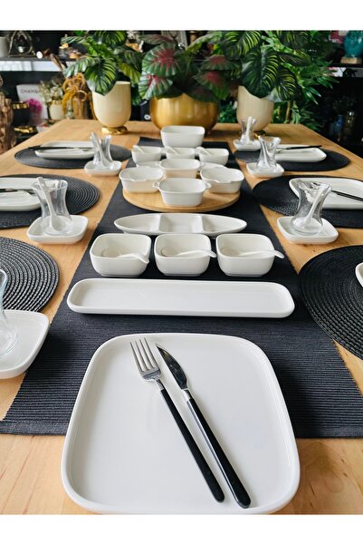 ACAR Modern 40 Parça 6 Kişilik Porselen Kahvaltı Takımı