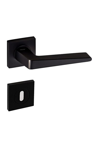 EYMEN YAPI Doğanlar Penta Alüminyum Kare Rozetli Kapı Kolu Mat Siyah Oda