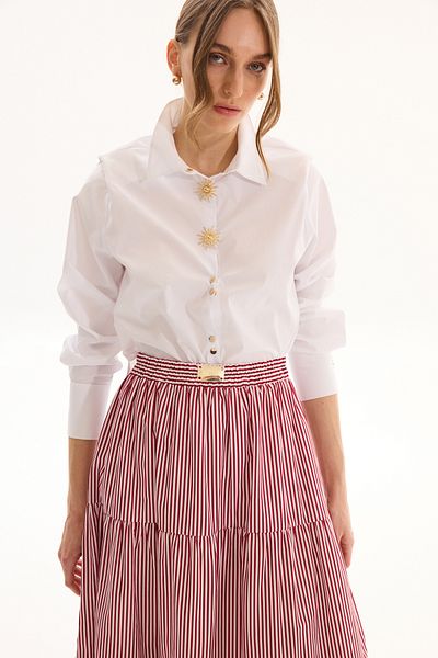 Missemramiss White Line Stile Shirt Tunic 4811