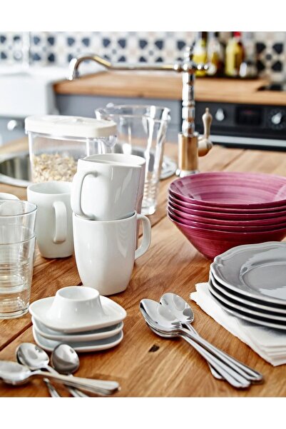 IKEA 4 Adet Kuplu Çay Bardağı Yükseklik 8 Cm İkea 4'lü Set Porselen Kahve Beyaz Bardak Hacim 170 ml