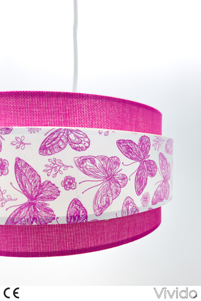 Vivido Abajur Dopia Pink Butterfly Patterned Children's Room Chandelier