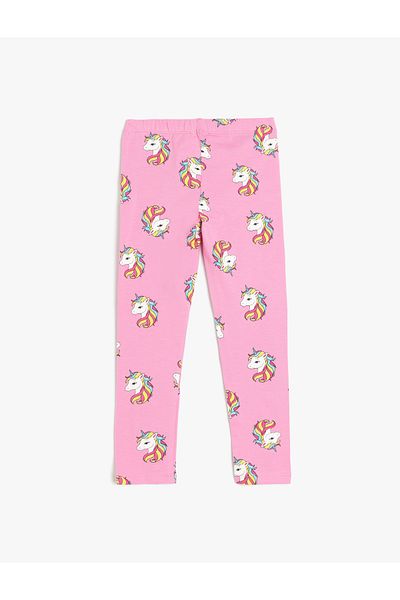 Koton New Season Cotton Elastic Waist Unicorn Patterned Leggings