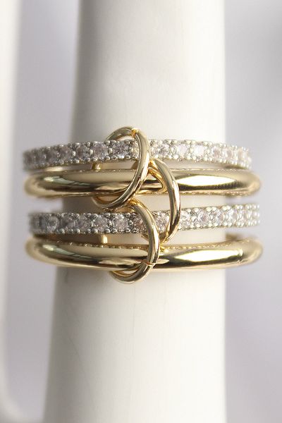 Evinso Brass Mix Color Zircon Stone 4-Piece Women's Ring