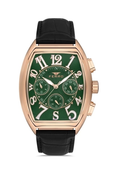 FERRO Siyah Deri Kordon Erkek Kol Saati LFM11447B-R10