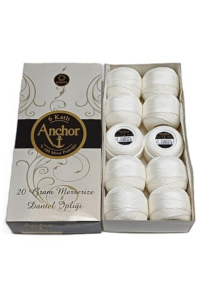 Anchor 6 طبقات كالا - 50 رقم 20 جرام 10 قطع خيط دانتيل مرسيريزد