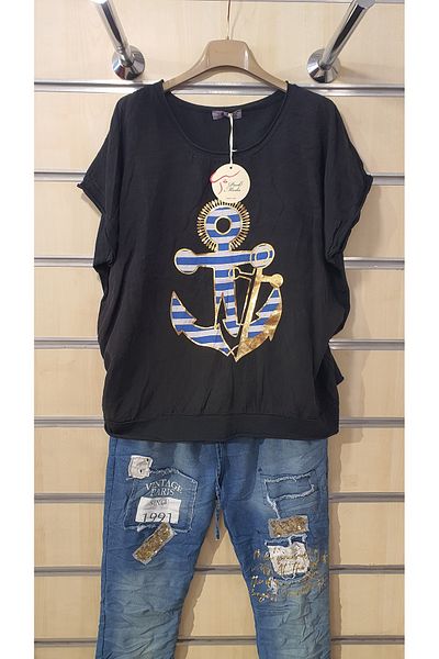 Park Moda ΜΠΛΟΥΖΑ ΒΑΜΒΑΚΙ ΜΕ ΣΧΕΔΙΟ άγκυρας
