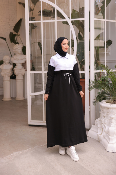 Nissra Ankanoor Black Garnished Two Thread Cotton Dress Anka 257046