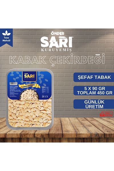 Önder Sarı Kuruyemiş Pumpkin Seeds Nevsehir Double Transparent Plate 90 g X 5 Units