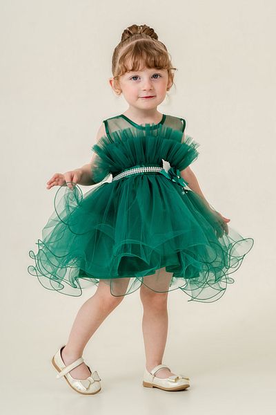happyTekstil Girl's Evening Dress - Emerald