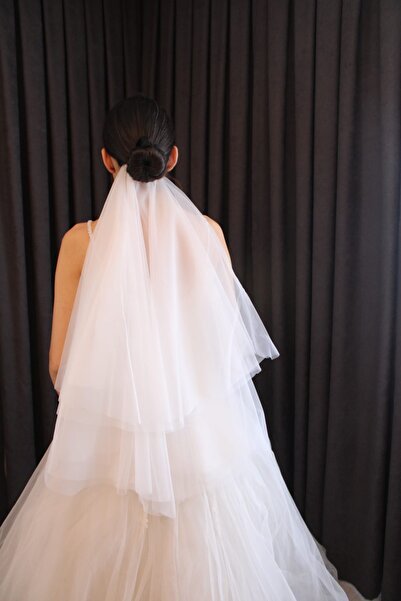 Çift Katlı, Tarak Tokalı, Gelin Duvağı (70cm) , Bride To Be