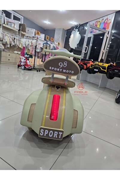 Fable Vespa Akülü Motor! 12V, Uzaktan Kumanda3lı, Çift Motor, Bluetooth Müzik, Ön Far, Deri Koltuk