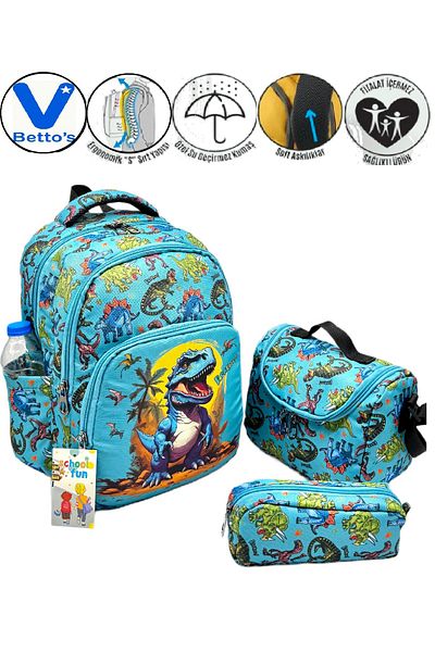 betto's Bts Dinosaur Character 3 Piece Set First School Bag Boys Primary School Bag