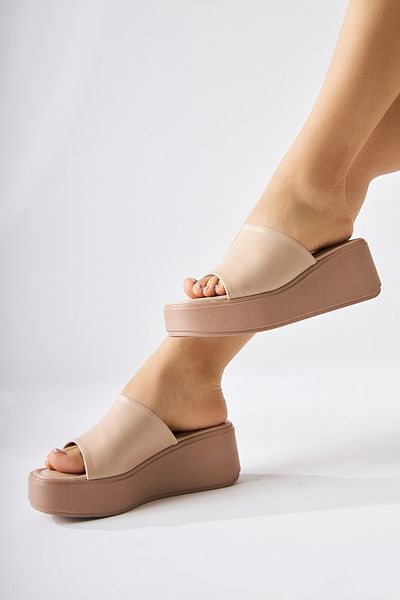Limoya Γυναικείες παντόφλες με τακούνι Kadra Nud Wedge