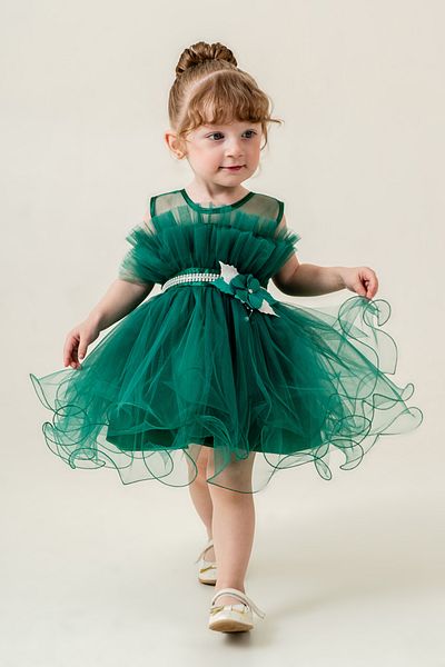 happyTekstil Girl's Evening Dress - Emerald