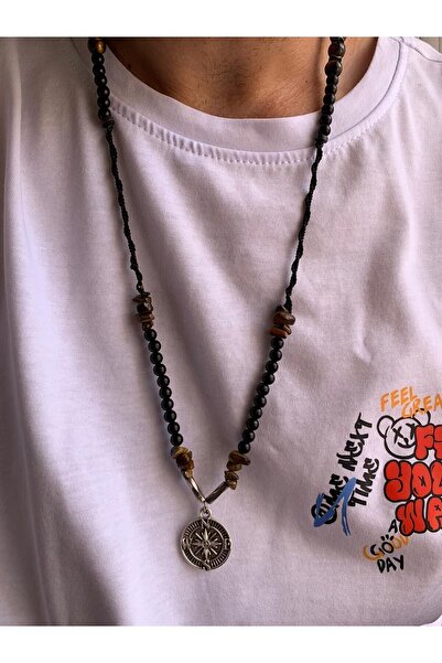 magıcgrange عين النمر من الحجر الطبيعي - تصميم خاص بطرف فولاذي، قلادة الشاطئ،...