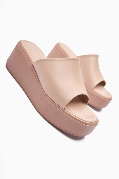 Limoya Γυναικείες παντόφλες με τακούνι Kadra Nud Wedge