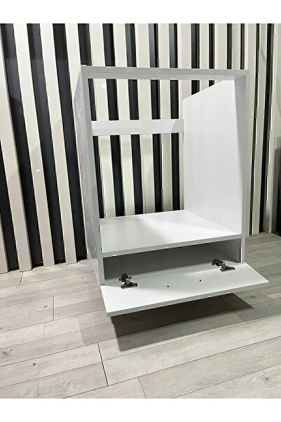 DEMİR DİZAYN Ankastre Modülü Kabini Beyaz Fırın Ocak Dolabı Kapaklı Ayarlı Ayaklı