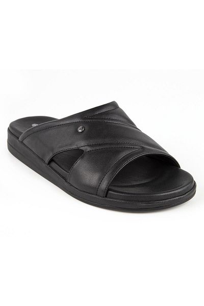 WALKONT 31422-001 Black Anatomical Sole Four Seasons Men's Slippers