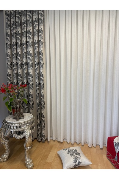 Carrera İTHAL GEİ SİYAH TONLU YAPRAKLI FON PERDE