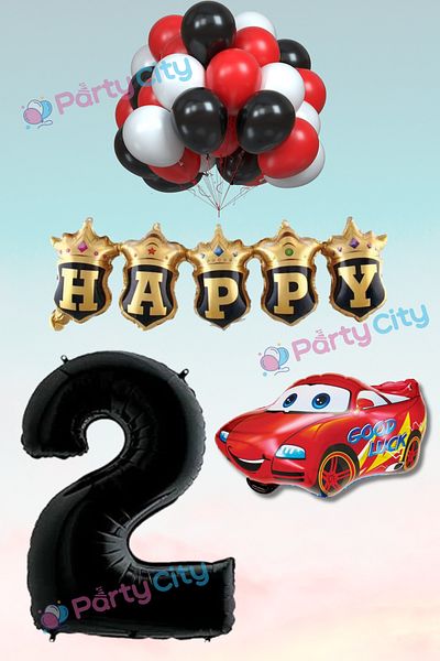 Party City 2 Year Old Car Themed Birthday Party Celebration Balloon Set