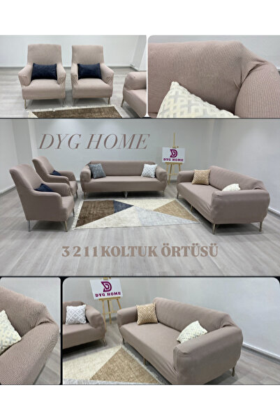 dyg home Likrali Koltuk Örtüsü Takımı 3 2 1 1 . Koltuk Kılıfı Takımı Kare Des...