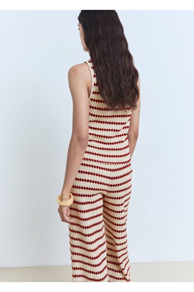 MANGO Woman Geometric Patterned Knitted Suit Blouse