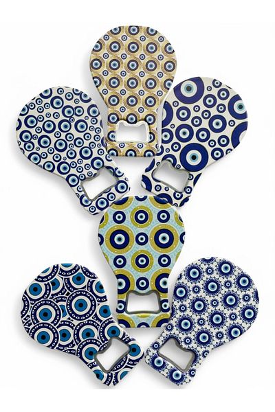 GALATA GIFT Evil Eye Bead Magnet Six (6 Pieces) for Bottles, Soda, Soda Opener Refrigerator