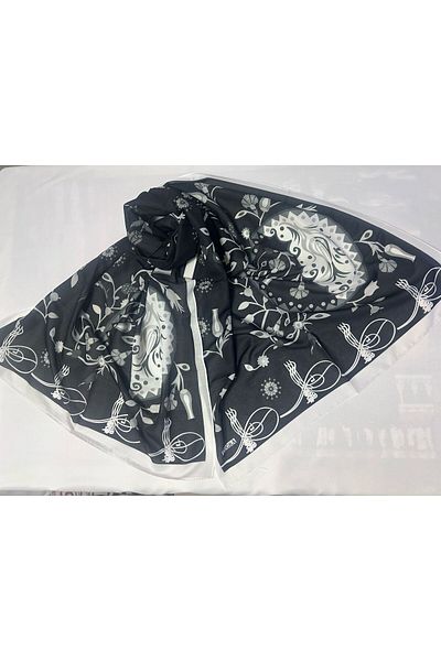 ALTUNTAŞ Women's Cotton Tuğra Patterned Etnic Shawl