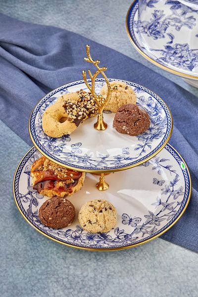Mabeyn Ceramic Layered Cookie Plate Stand Blue