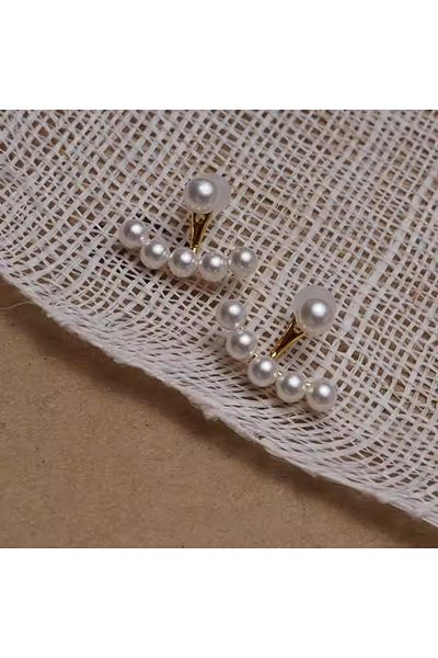 HOBİSY GIFT SHOP Modern Minimalist Pearl Earrings |   Antiallergic Gold Color Steel Earrings
