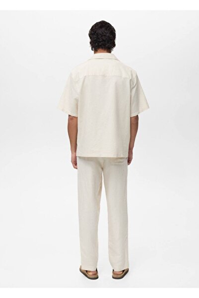 MANGO Man Bowling Collar and Pocket Linen Shirt