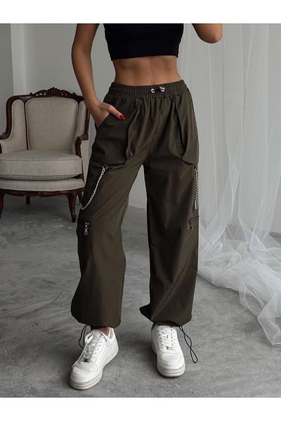 mydukkan.co Chain Detail Parachute Pants
