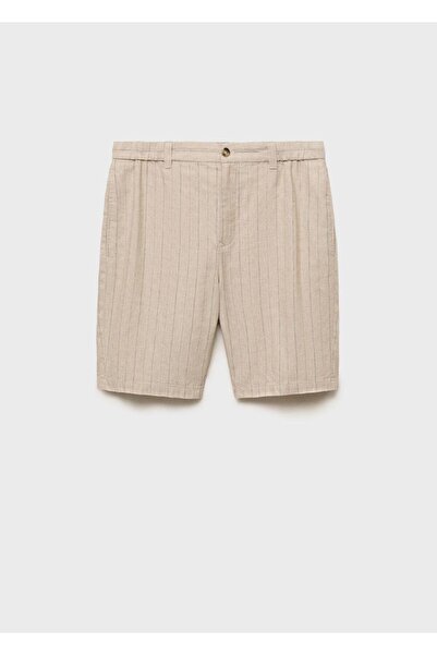 MANGO Man Linen Blend Striped Bermuda Shorts